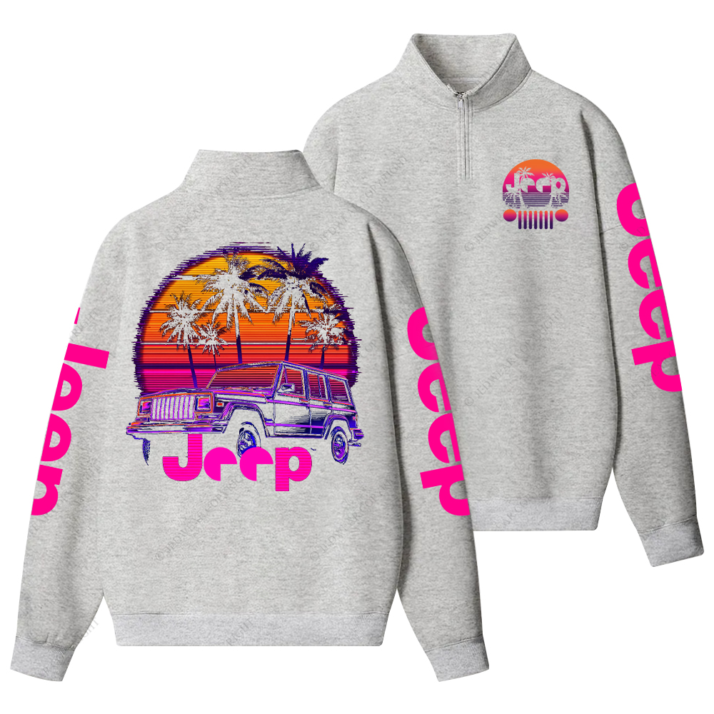 Palm Trees Beach Jp Half-Zip Jacket Sweatshirt