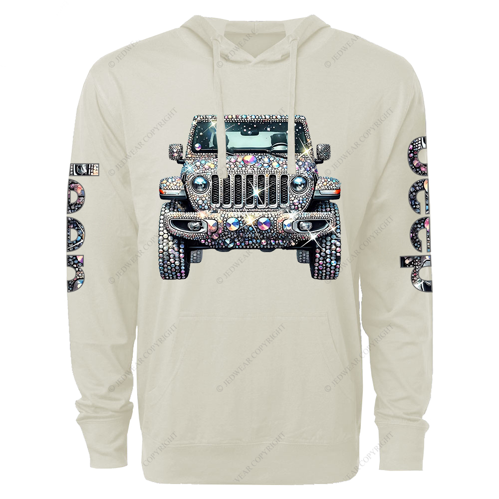 Bling Sparkle Rhinestone Car Glam Girl Jp Oversized Lightweight Hoodie   