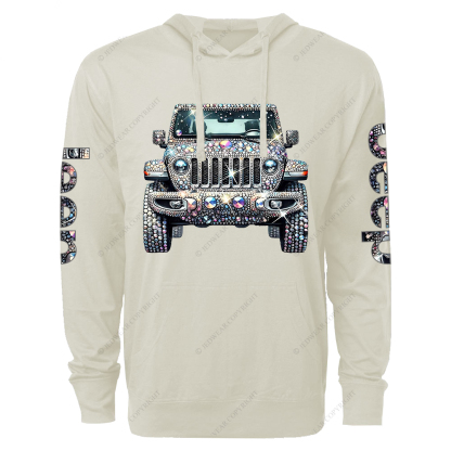 Bling Sparkle Rhinestone Car Glam Girl Jp Oversized Lightweight Hoodie   