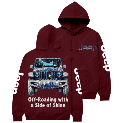 Blue Bling Sparkle Rhinestone Car Glam Girl Jp Casual Hoodie