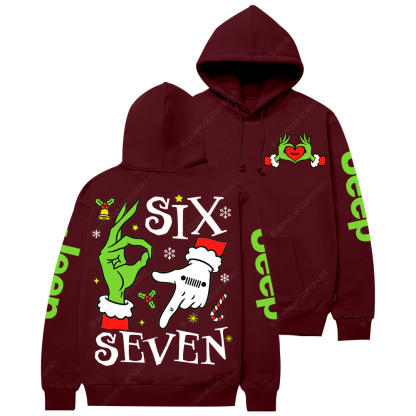 Six Seven Christmas Slang Xmas Meme Funny Number Jp Casual Hoodie