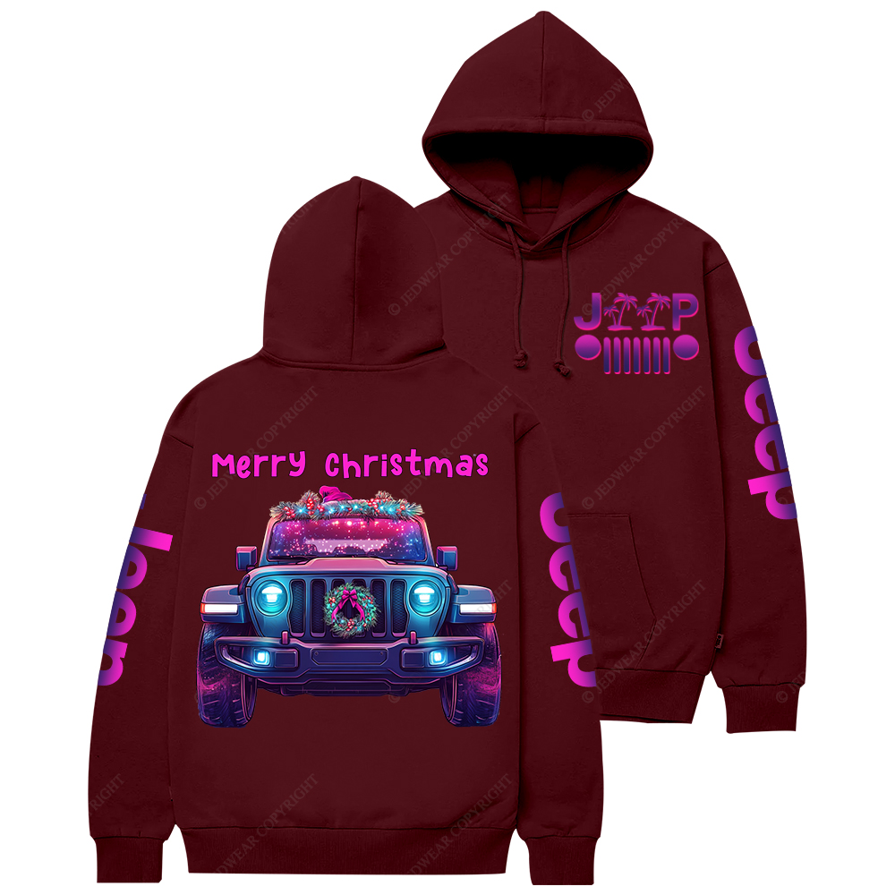 Colorful Merry Christmas Car Jp Casual Hoodie