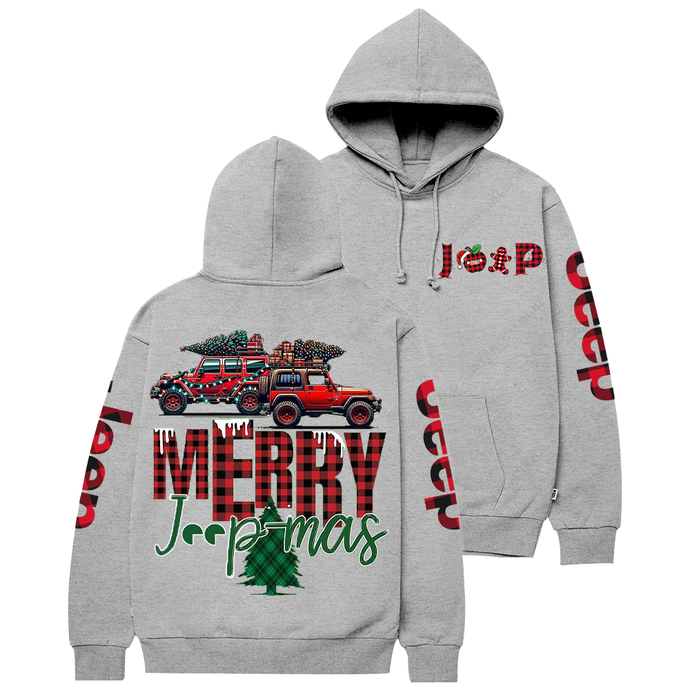 Merry Christmas Red And Black Plaid Jp Casual Hoodie