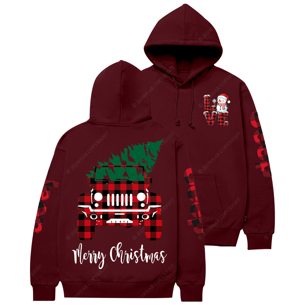 Merry Christmas Tree Red And Black Plaid Jp Casual Hoodie