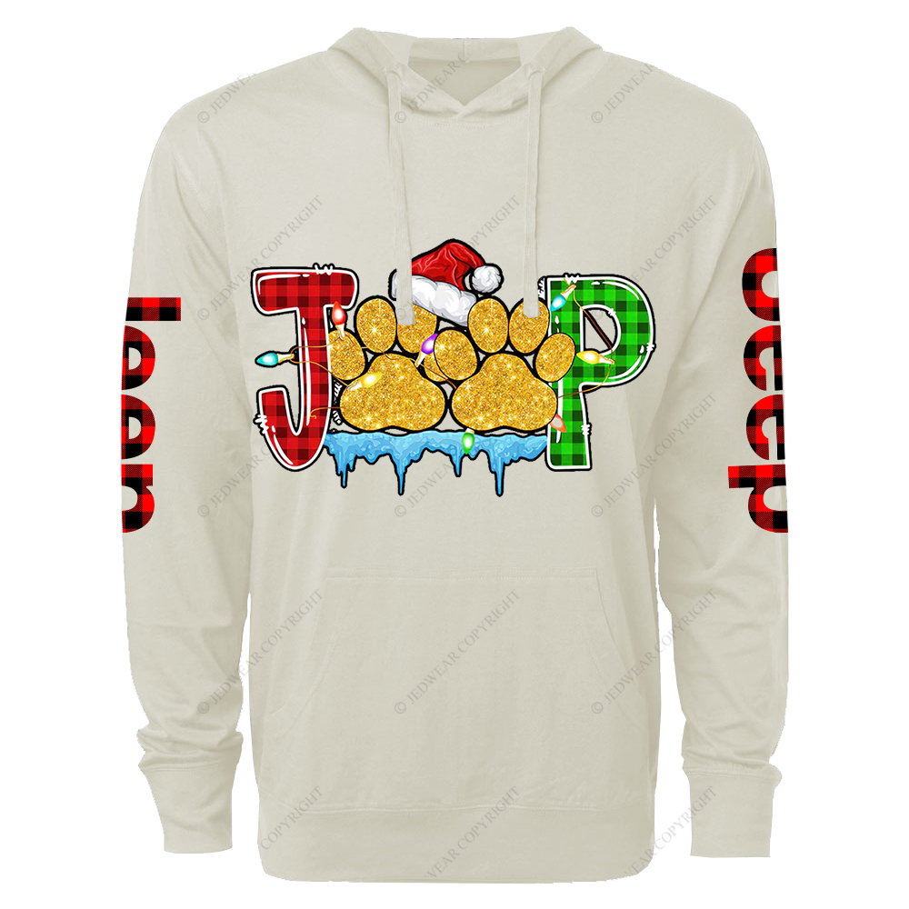 Dog Paws Merry Christmas Jp Oversized Lightweight Hoodie   