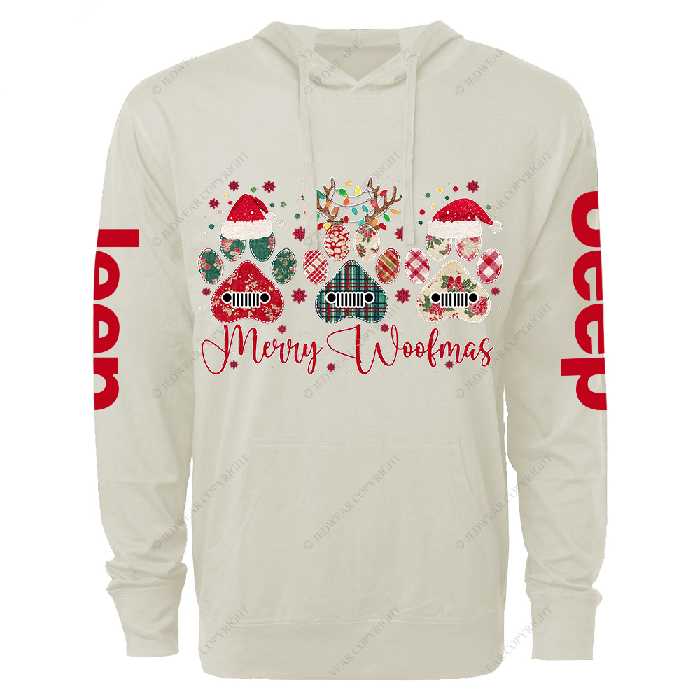 Retro Merry Woofmas Dog Paw Jp Oversized Lightweight Hoodie   
