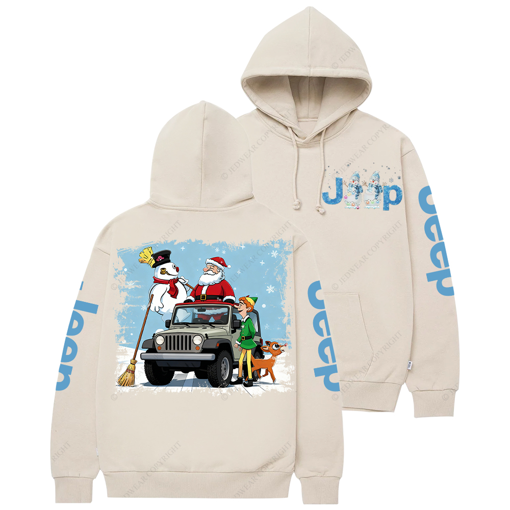 Merry Christmas Santa Claus Elf And Elk Jp Casual Hoodie