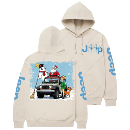 Merry Christmas Santa Claus Elf And Elk Jp Casual Hoodie