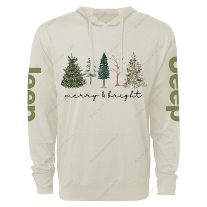 Merry and Bright Christmas Jp Oversized Lightweight Hoodie   