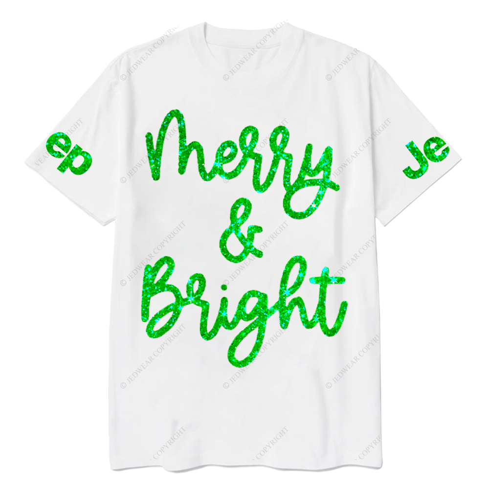 Sparkly Glitter Merry Bright Christmas Jp T-Shirt