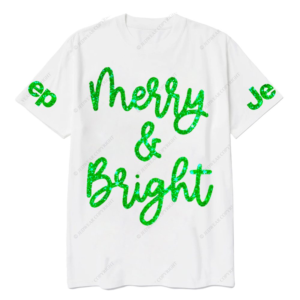 Sparkly Glitter Merry Bright Christmas Jp T-Shirt