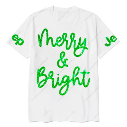 Sparkly Glitter Merry Bright Christmas Jp T-Shirt