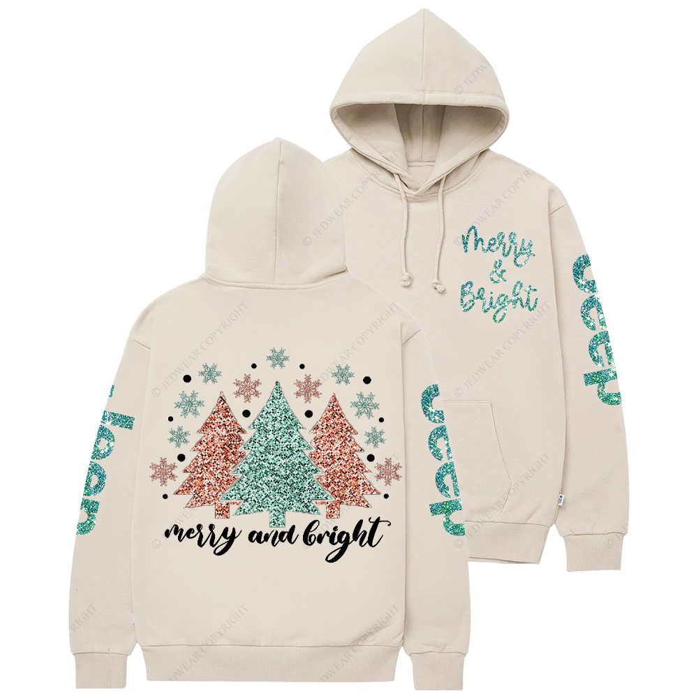 Cute Merry And Bright Christmas Tree Jp Casual Hoodie