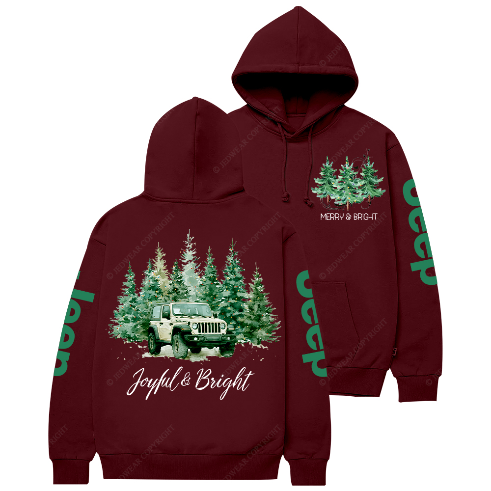 Joyful Merry And Bright Christmas Tree Jp Casual Hoodie