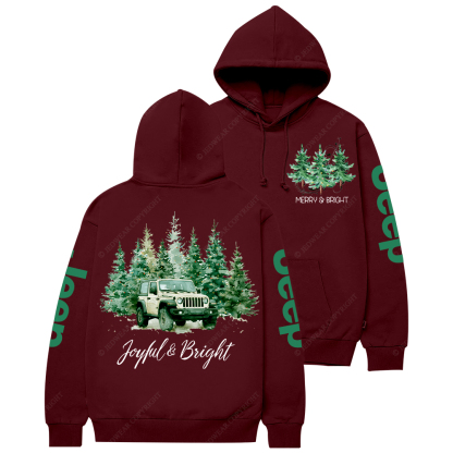 Joyful Merry And Bright Christmas Tree Jp Casual Hoodie