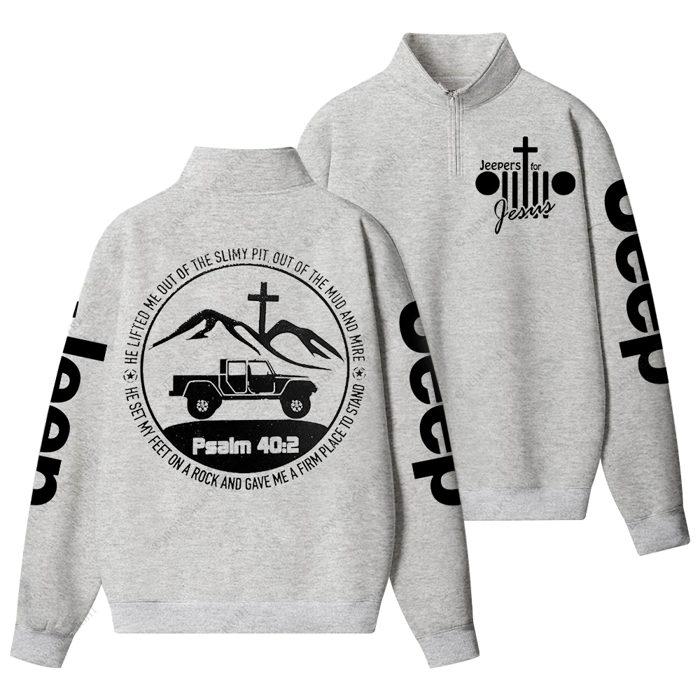 Religion The Lifted Me Out Of The Slimy Pit Psalm 40:2 Jp Half-Zip Jacket Sweatshirt