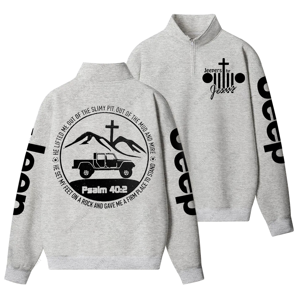 Religion The Lifted Me Out Of The Slimy Pit Psalm 40:2 Jp Half-Zip Jacket Sweatshirt