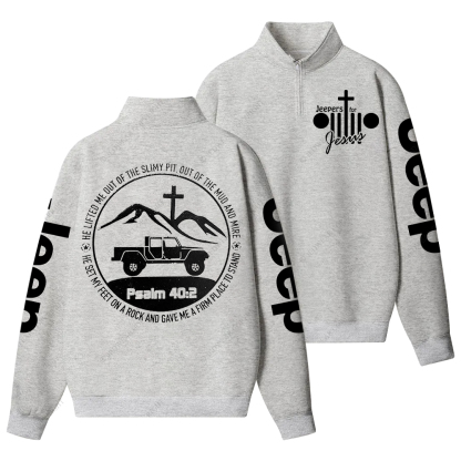 Religion The Lifted Me Out Of The Slimy Pit Psalm 40:2 Jp Half-Zip Jacket Sweatshirt