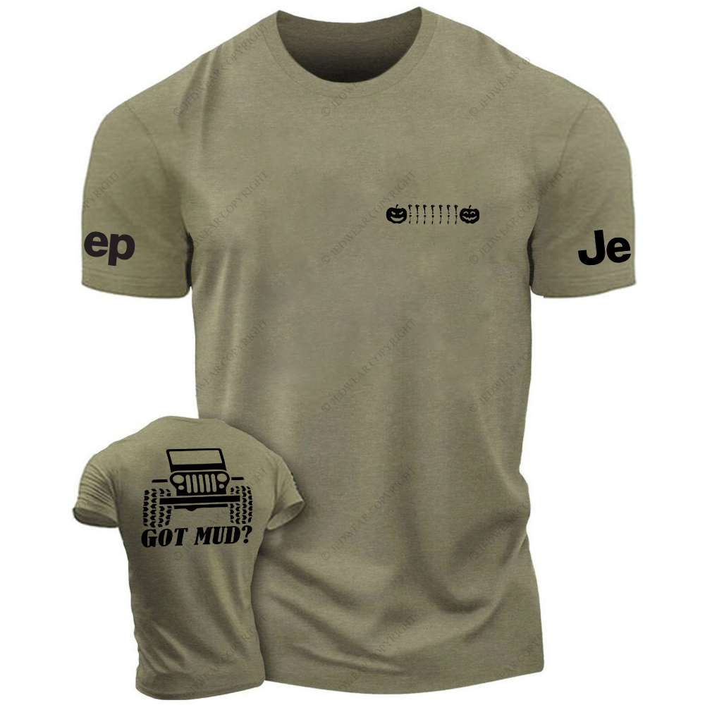 JP Halloween Got Mud Pumpkin Skull And  Front And Rear Design JP T-Shirt