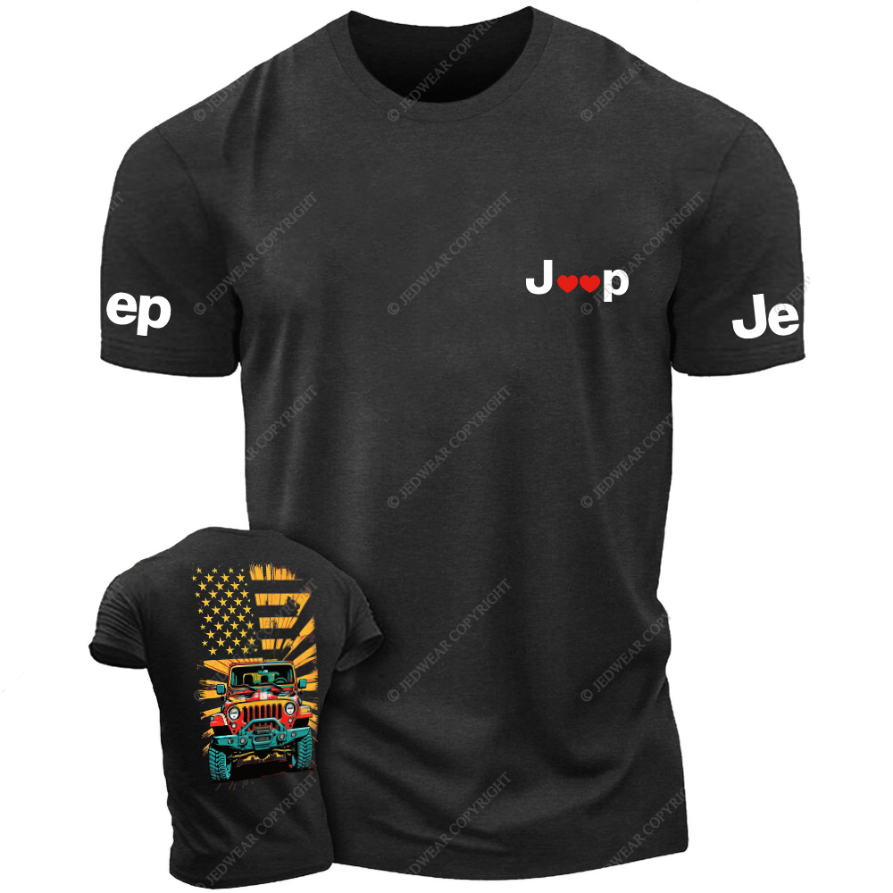 Four-Wheeler American Flag Love Front And Rear Design Jp T-Shirt