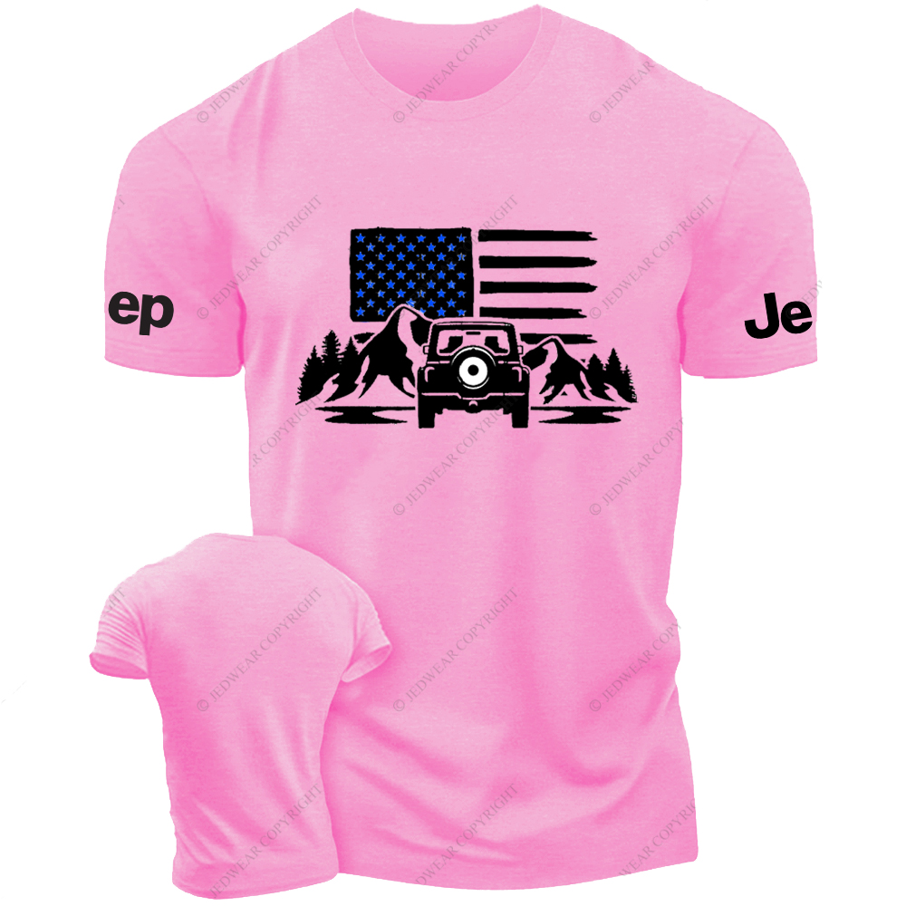 Four-Wheeler American Flag Trees Mountains Jp T-Shirt