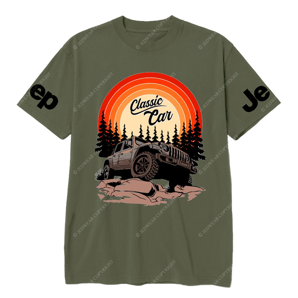 Classic Car And Tree Silhouette JP T-shirt