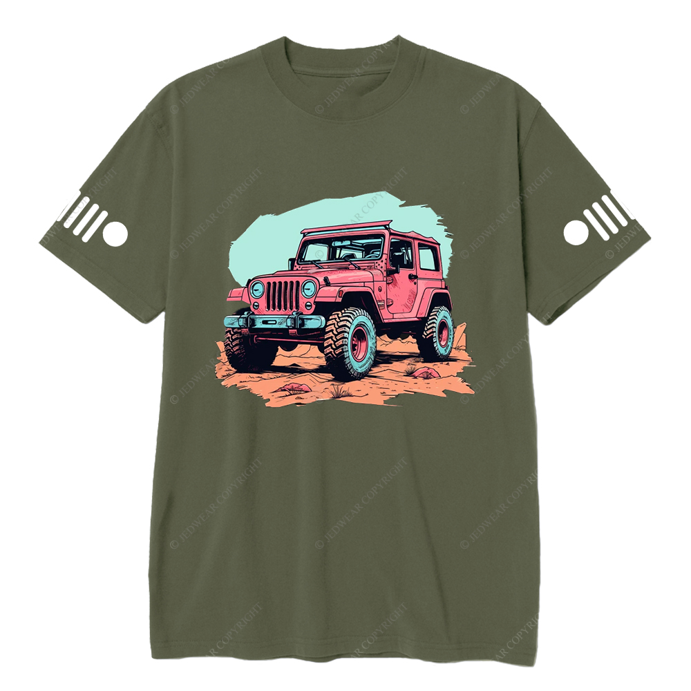 Jp Girl Pink Off-Road Vehicle On The Mountain Road T-Shirt