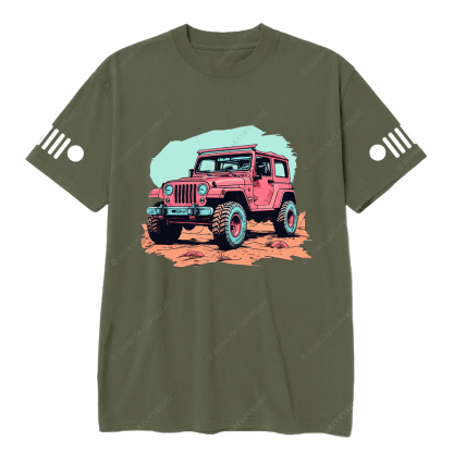 Jp Girl Pink Off-Road Vehicle On The Mountain Road T-Shirt