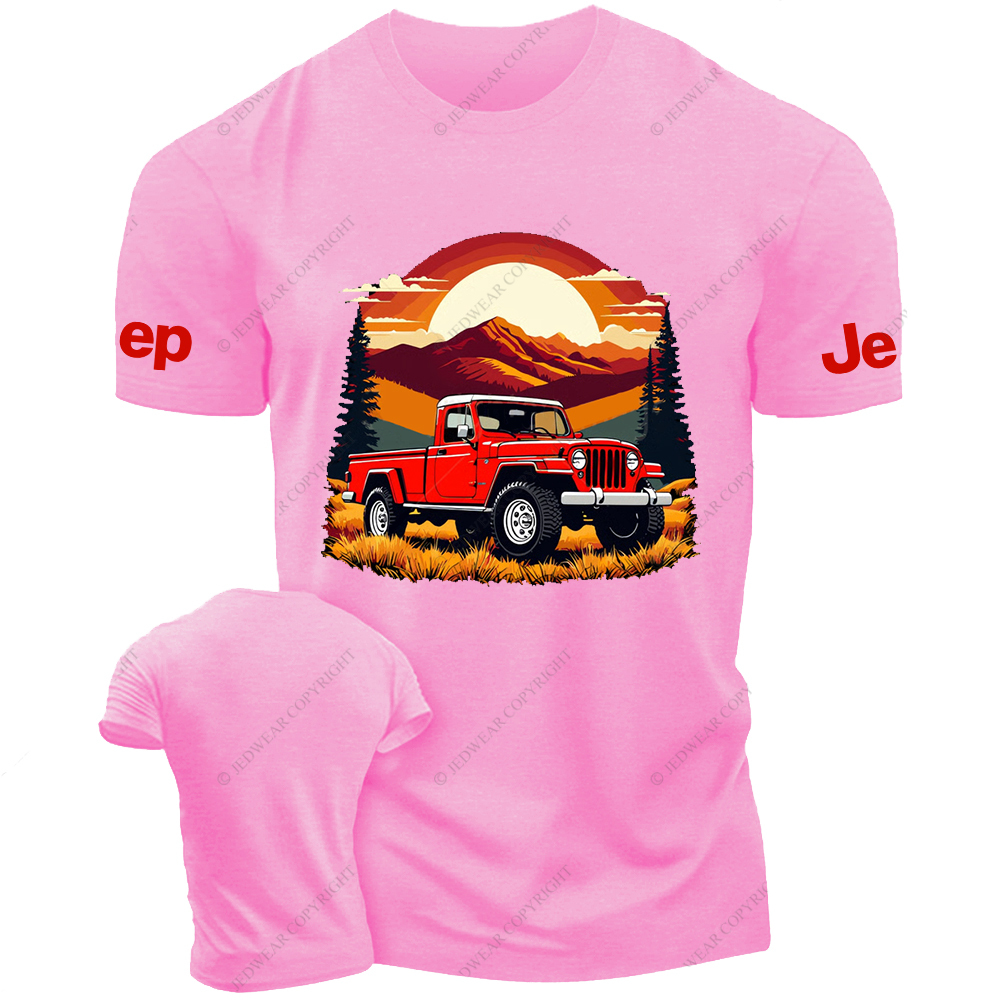 Jp Gladiator Off-Road Vehicle On The Grass At Sunset Mountain T-Shirt