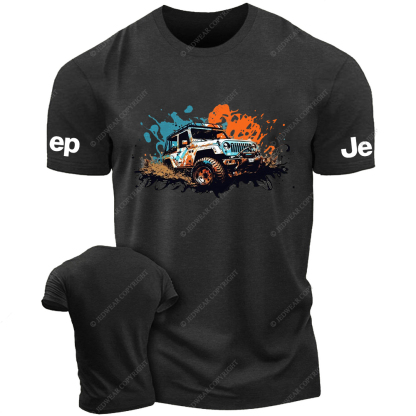 Off-Road Vehicle Driving On Muddy Terrain Ink Painting Jp T-Shirt