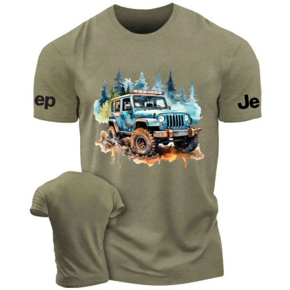 Colorful  Ink Painting Off-Road Vehicle Driving On Muddy Terrain Jp T-Shirt