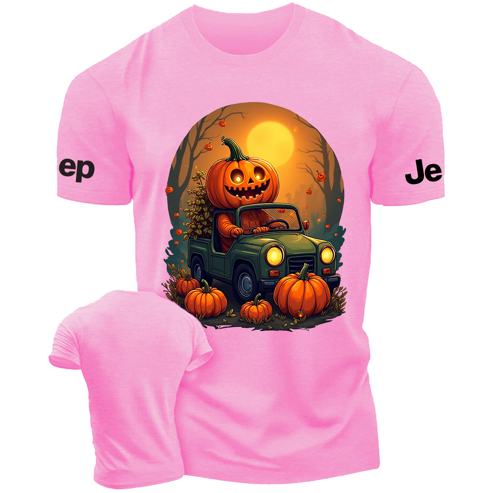 Halloween Pumpkin Man Driving On The Road Jp T-Shirt