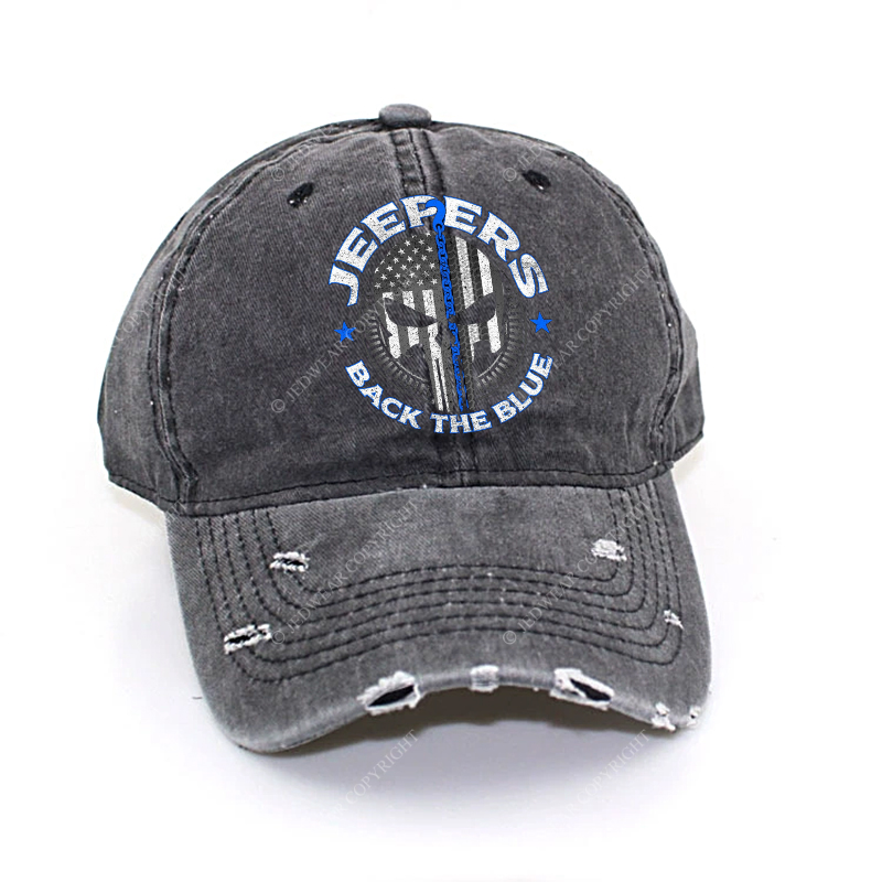 Policeman Jp Back The Blue Police Skull  Jp Baseball Cap