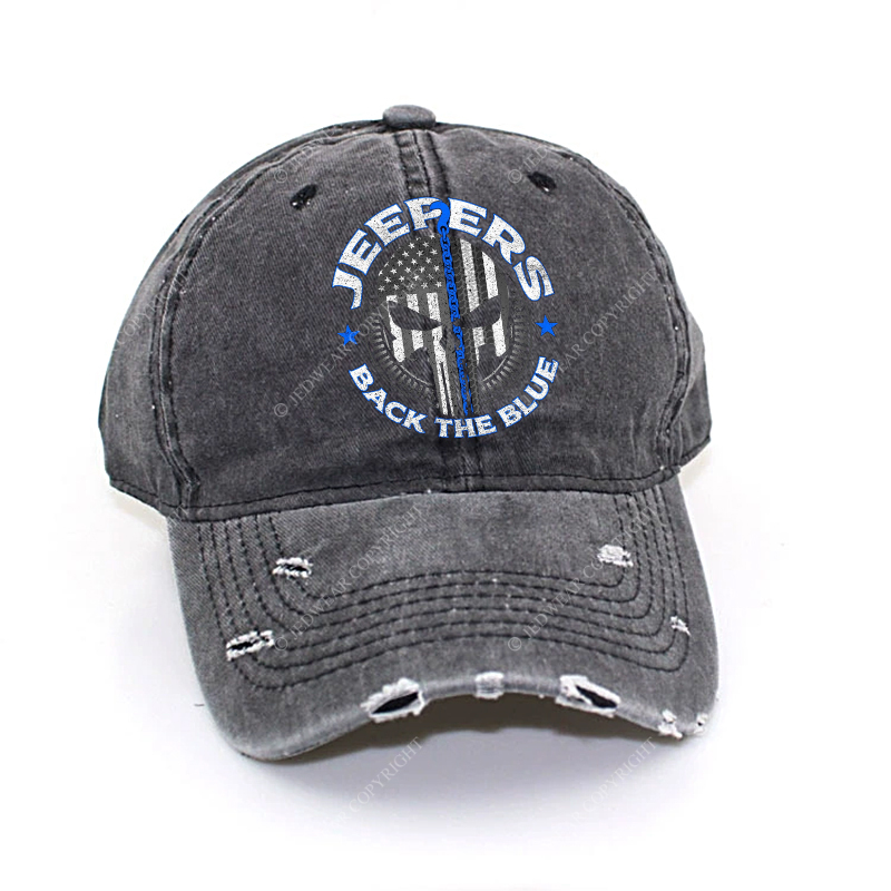 Policeman Jp Back The Blue Police Skull  Jp Baseball Cap