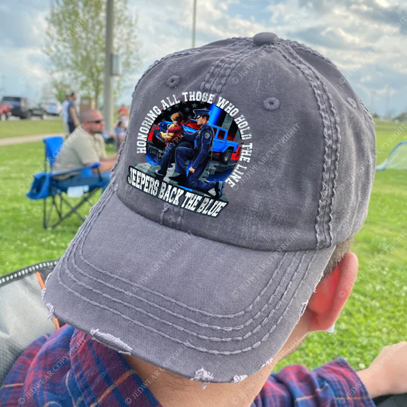 Police Honoring All Those Who Hold The Line Jeepers Back The Blue Jp Baseball Cap