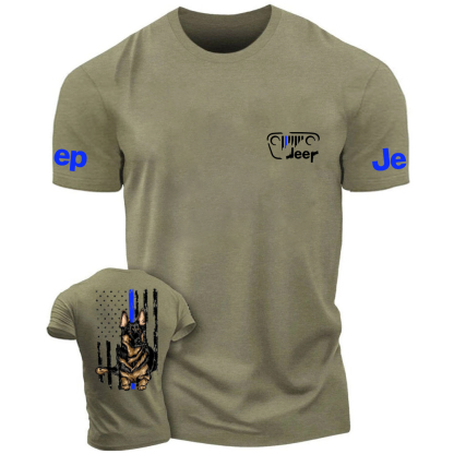 American Flag Police Cordon Gun The Blue Line Police Dog Jp T-Shirt