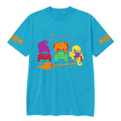 Halloween Three Witches Driving Broom JP T-shirt
