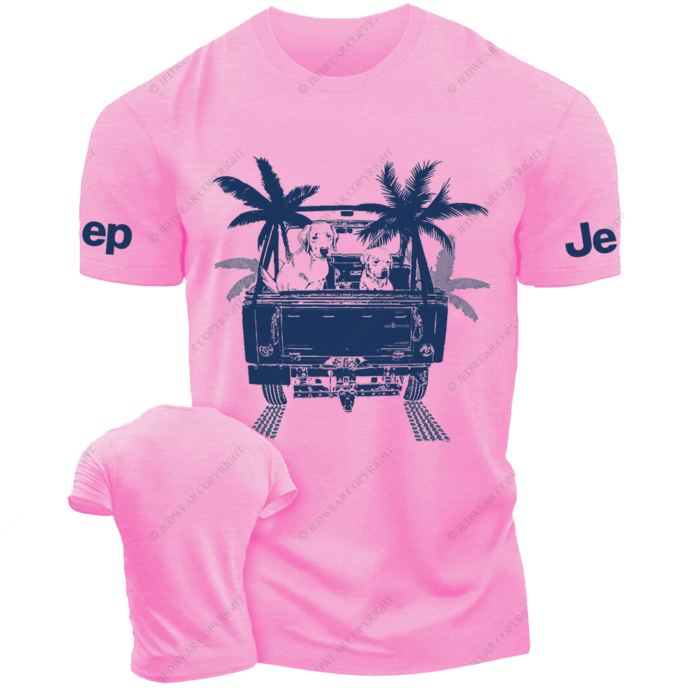 Palm Tree Dog In The Car Jp T-Shirt