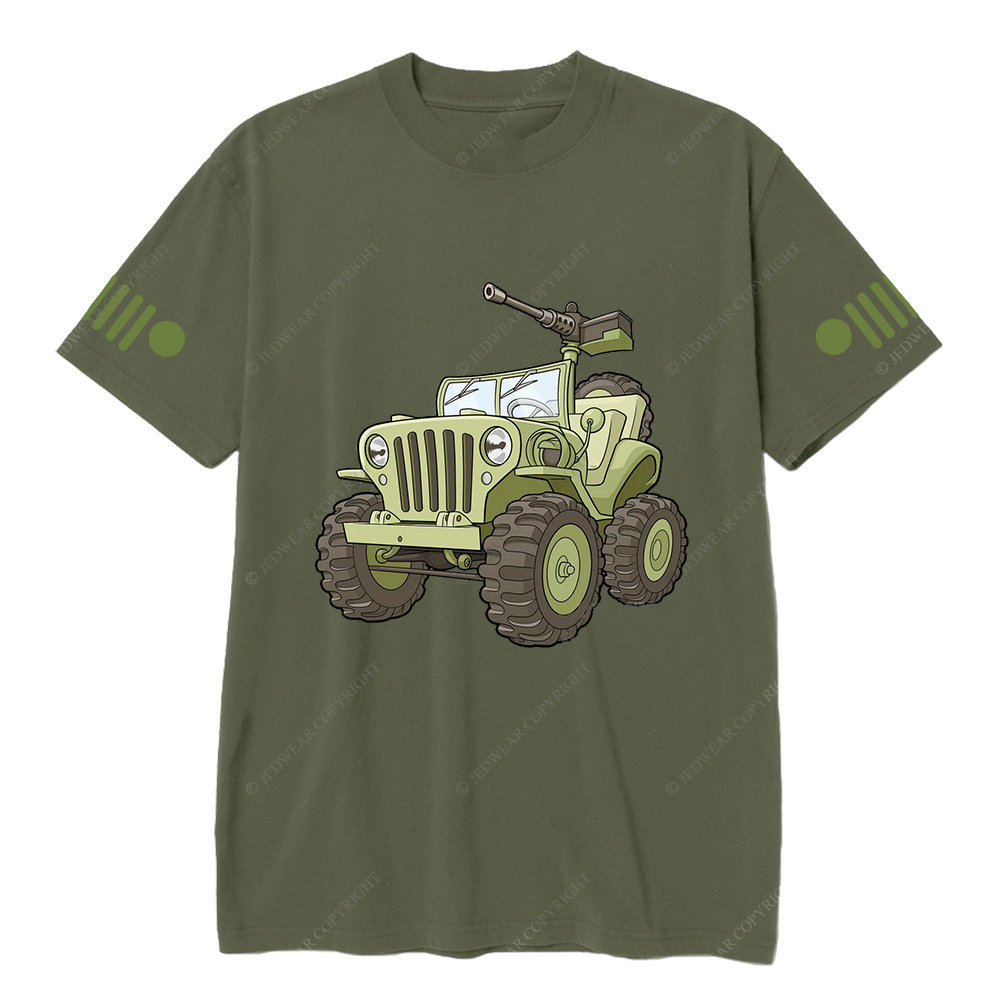 Cartoon Green Four-Wheeled Vehicle Jp T-Shirt