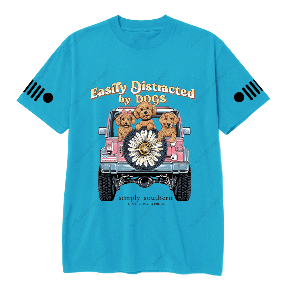 Cartoon Green Three Dogs Easily Distracted Simply Southern Live Love Rescue Jp T-Shirt