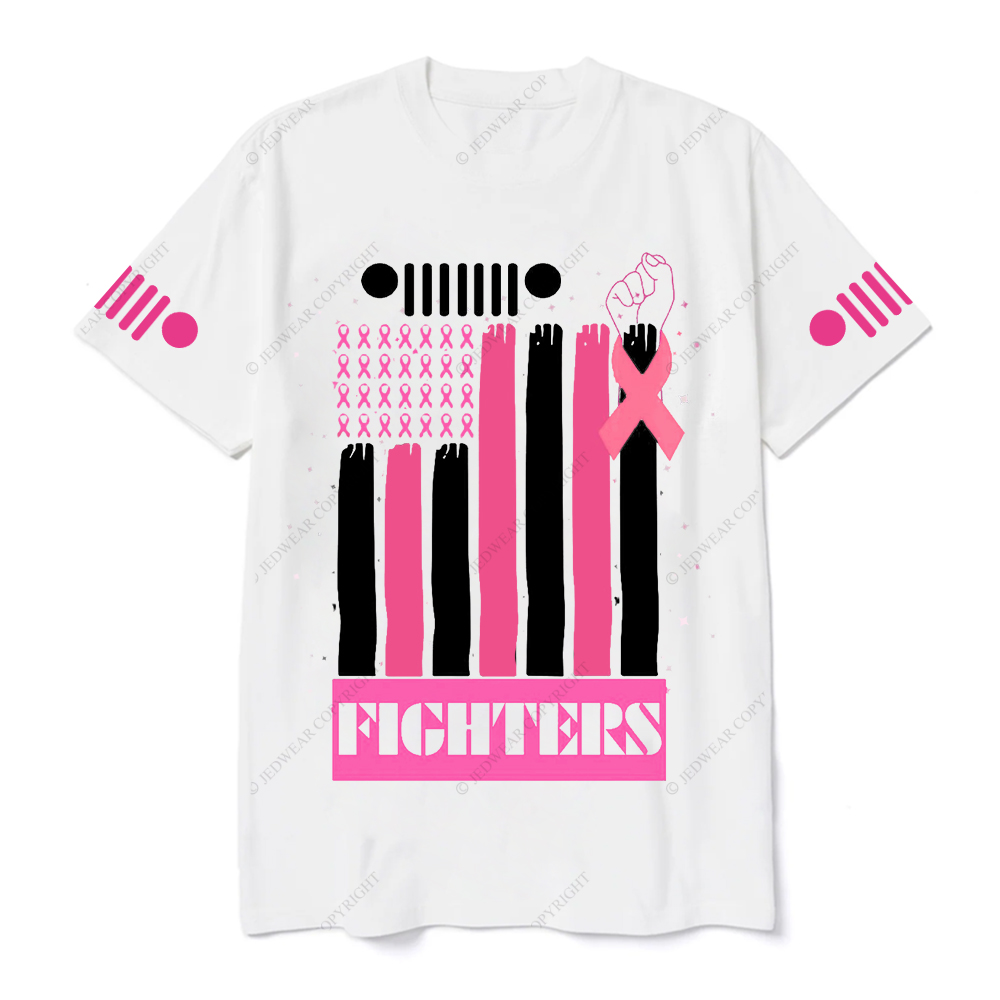 Fighters Breast Cancer American Flag Hand Jp T-Shirt