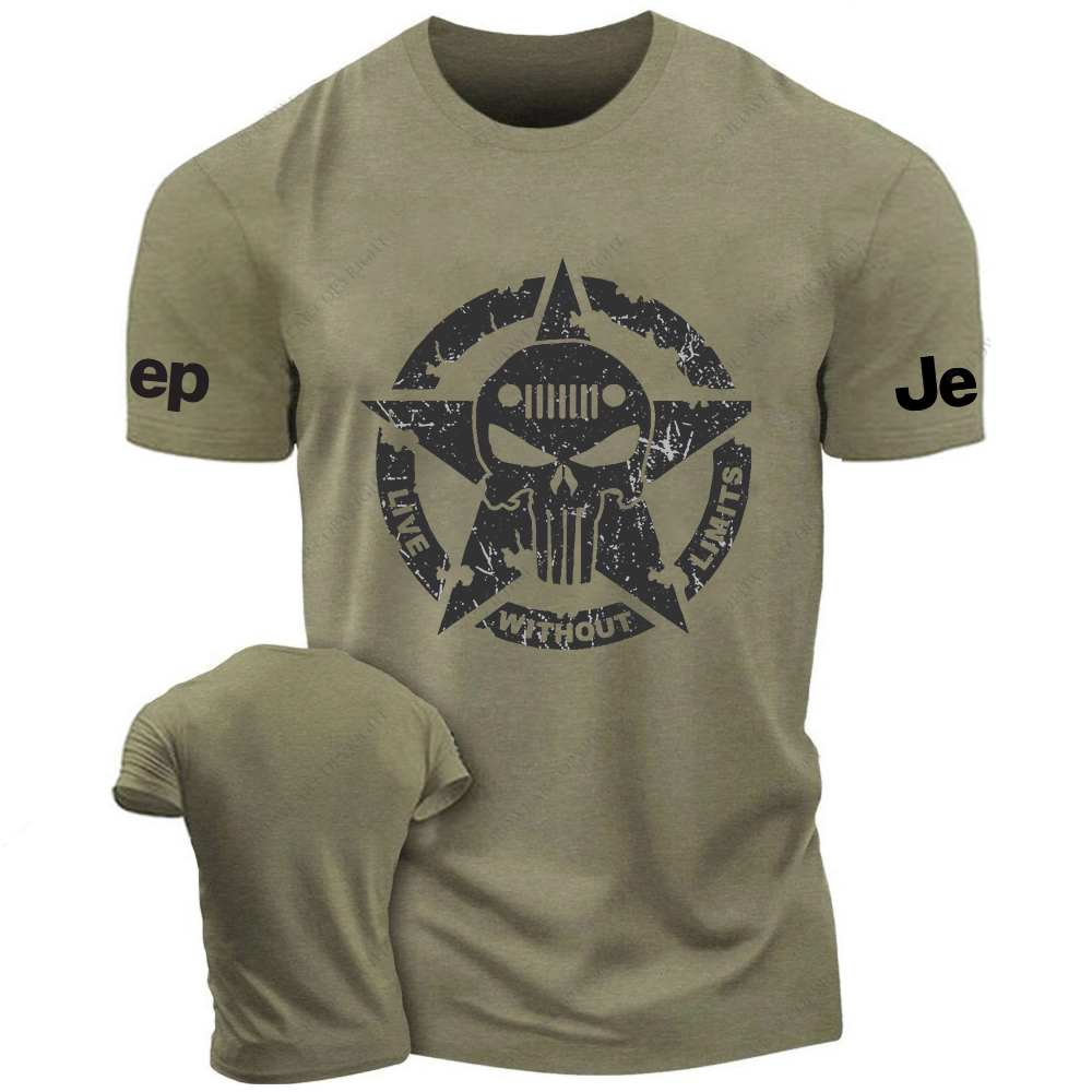 Military Star Skull Live Without Limits Vintage Style Jp T-Shirt