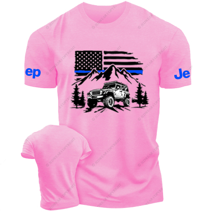 Jp Police Blue Line American Flag Mountains Silhouette T-Shirt Jp T-Shirt