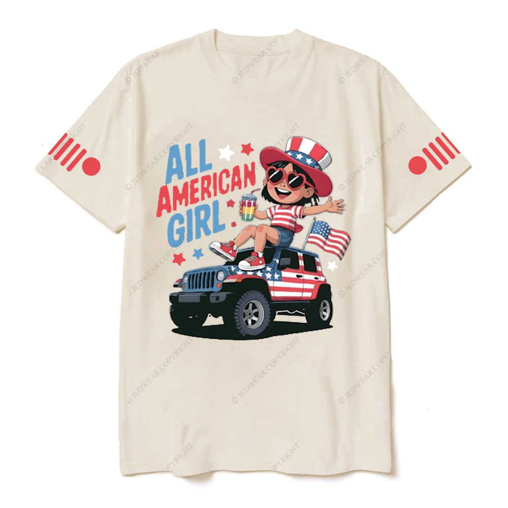 American Flag All American Girl Happily Drinking Juice Jp T-Shirt