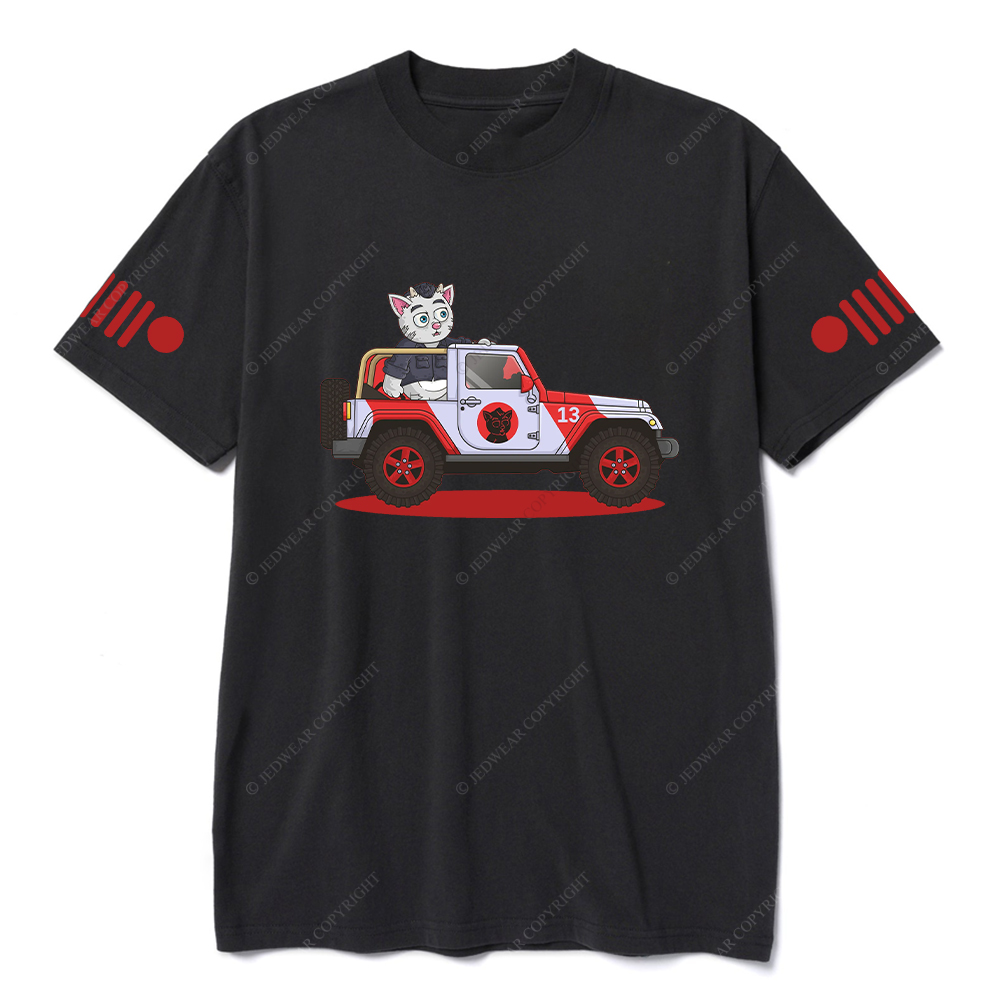 Jurassic Cat Driving On The Road Jp T-Shirt
