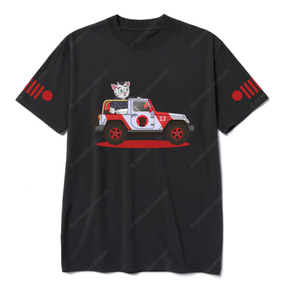 Jurassic Cat Driving On The Road Jp T-Shirt