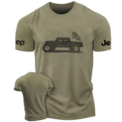 American Flag Truck Vintage Style Jp T-Shirt