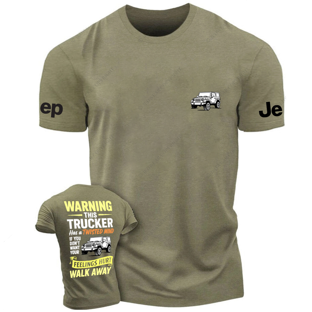 Warning Twisted Mind Trucker Apparel Funny Quote T-Shirt Jp T-Shirt
