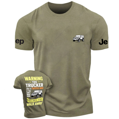 Warning Twisted Mind Trucker Apparel Funny Quote T-Shirt Jp T-Shirt