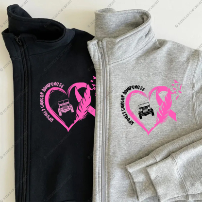 Breast Cancer Awareness Love Butterfly Full-Zip Jacket Sweatshirt